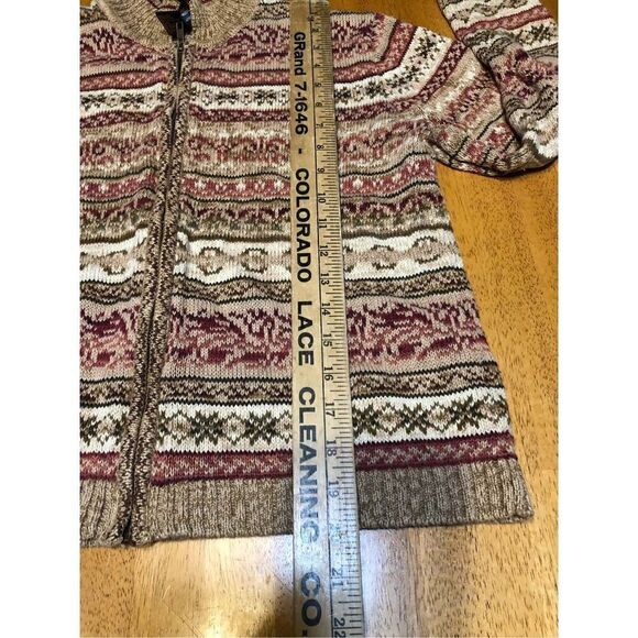 Vintage Shaver Lake Petite patterned full zip knit sweater size Petite Medium - Picture 8 of 11